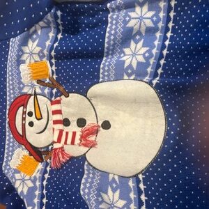 Holiday Time .Blue Snowman Sweater